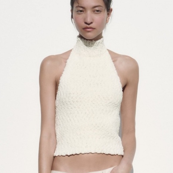 Zara Cream Chenille Knit Sweater NWT - Picture 1 of 5